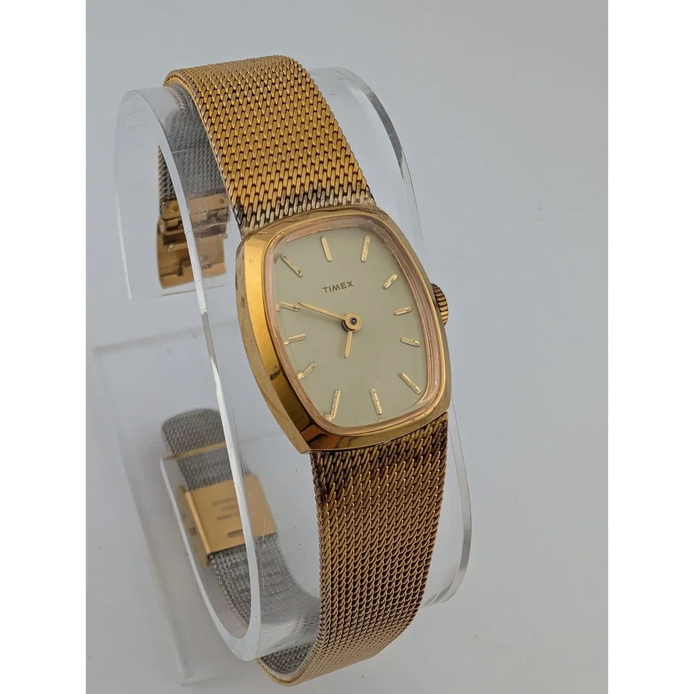 Vintage Timex Mechanical Watch Women 19mm‎ Case Mesh Metal Band- Working